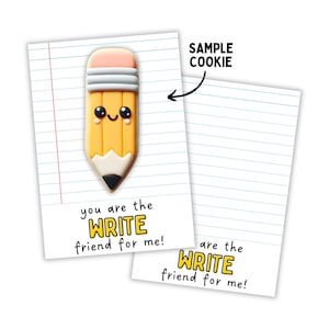 Druckbare 3,5x15cm & 12x18cm Cookie Karte - Du bist der Schreibfreund für mich - Bleistift Stift Valentinstag Karte - Back to School Papier Cookie Karte