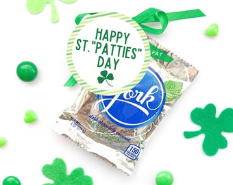 Etiqueta del día de Happy St. "Pattie" - Etiqueta de Pattie de menta de York - Golosinas de duende - Trato de clase del día de San Patricio - Día de San Patricio imprimible
