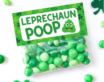 Leprechaun Poop Bag Topper - Leprechaun Trap Gold Bag Topper - Regalo del Día de San Patricio - Fiesta Escolar del Día de San Patricio - Regalo de Clase