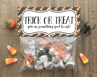 Halloween Trick Or Treat Bag Topper - Treat Bag Topper - Printable Candy Bag Topper - Halloween Treat Bag - Halloween Party Supplies - BT001