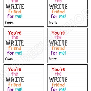 You're the WRITE Friend for Me Valentine - Printable Shuttle Pen ...