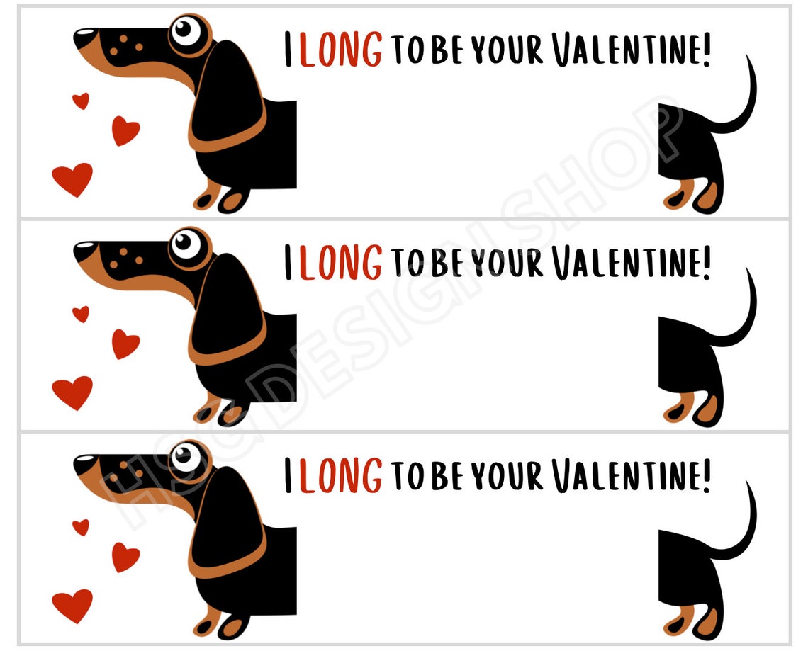 Printable Ruler Valentine Daschund Valentine Card | Etsy