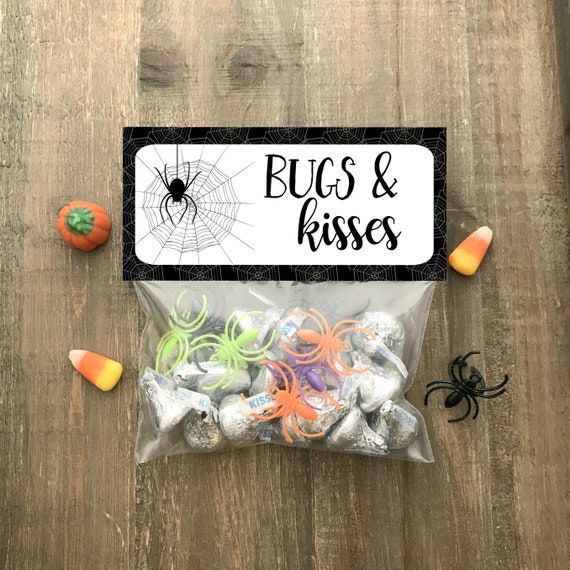 Bugs and Kisses Halloween Bag Topper - Treat Bag Top - Printable Candy Bag Topper - Halloween Treats - Halloween Party Supplies - BT002