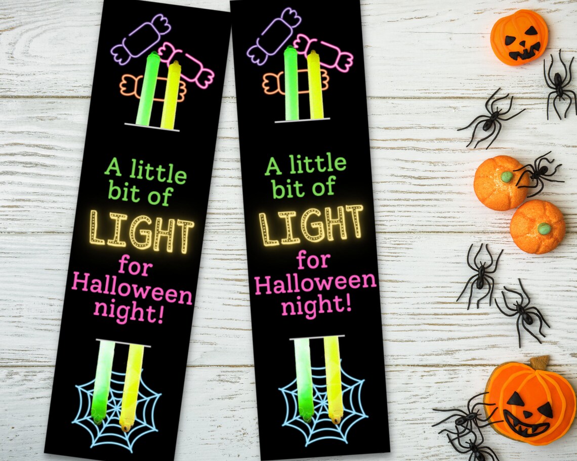 Halloween Glow Stick Printable Glowstick Card Printable | Etsy