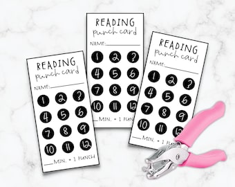 Printable Reading Punch Cards - Reading Rewards - Summer Reading - Punch Cards - Reading Log - Reading Tracker - Homeschool Reading Log