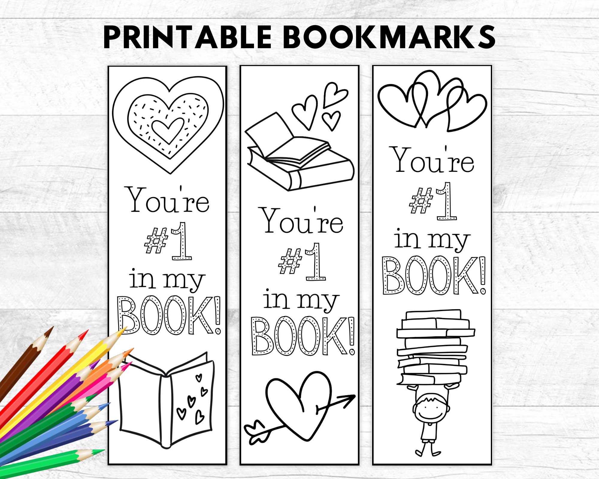 Printable Valentine Bookmark - Coloring Bookmark Valentine's Day Card ...