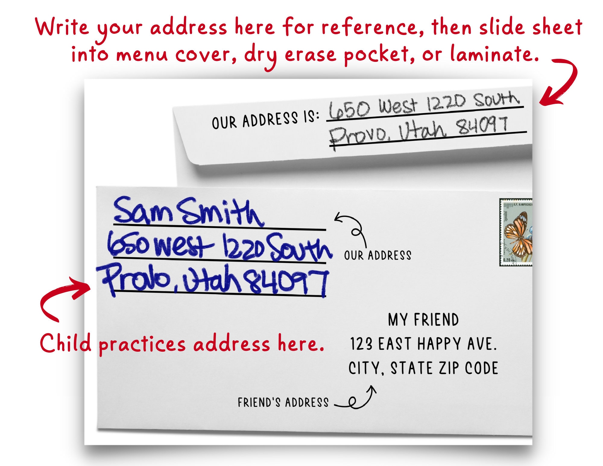 Printable Realistic Address Practice - Morning Menu Printable - Dry ...