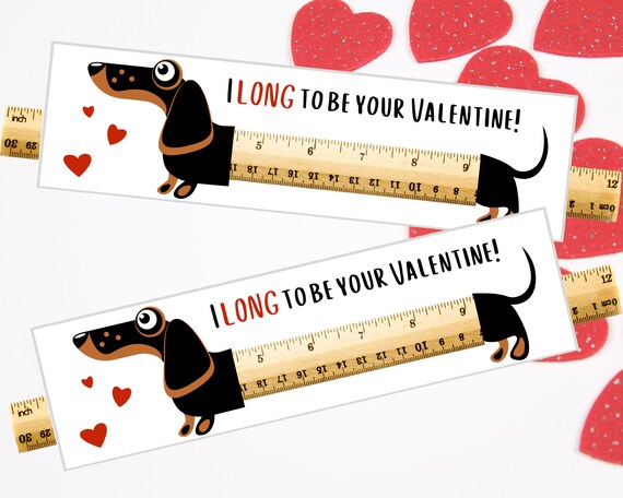 Printable Ruler Valentine Daschund Valentine Card | Etsy