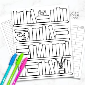 Printable Reading Log For Kids - Kids Reading Chart - Homeschool Book Log - Reading Log - Bookcase Reading Log -  Reading Journal Coloring