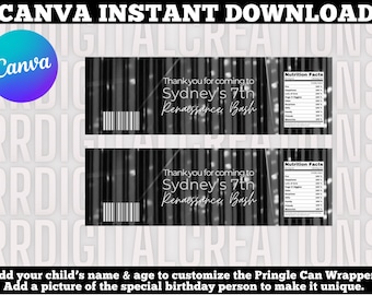 Renaissance Party Pringle Can Wrappers: Editable Template (Digital Download)