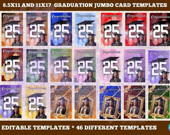 Editable Jumbo Graduation Card Templates: 8.5x11 & 11x17 (Digital Download)