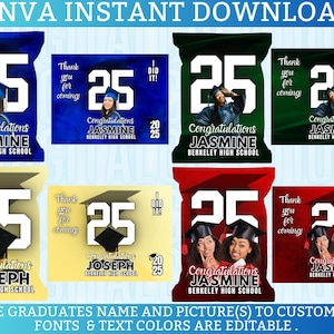 2025 Graduation Chip Bag Template: Editable Party Favors (Digital Download)