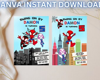 Spiderman Birthday Invitation, Spiderverse Party Invitation, Spiderman Invitation, Into the Spiderverse Birthday Party, Spider Gwen Birthday