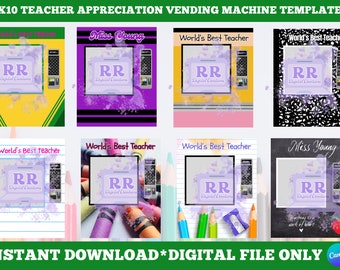 Plantillas de máquinas expendedoras de agradecimiento a los profesores, plantillas de máquinas expendedoras de la semana de agradecimiento a los profesores, plantillas de máquinas expendedoras 8X10