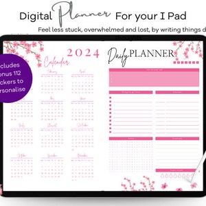 2026 digitale planner met 70 pagina's voor GoodNotes: helder esthetisch | Dagelijkse iPad-organizer | Apple Pencil-dagboek en werkbladen