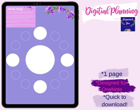 Mind Map One Page Printable Jacaranda Design Great Diy For Etsy