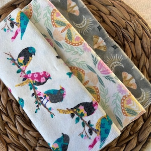 Birds Butterflies Reusable Towels, Reusable Paper Towels, Eco Friendly Cleaning, Sustainable Kitchen, 100% Cotton Towel, 1 Ply Towel