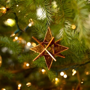 Amber Lewis Creator Collab - Ornement d’étoile, Ornement de poinsettia, Pendentif d’arbre de Noël Star Déco, Bijoux d’arbre de Noël, Cadeau de Noël