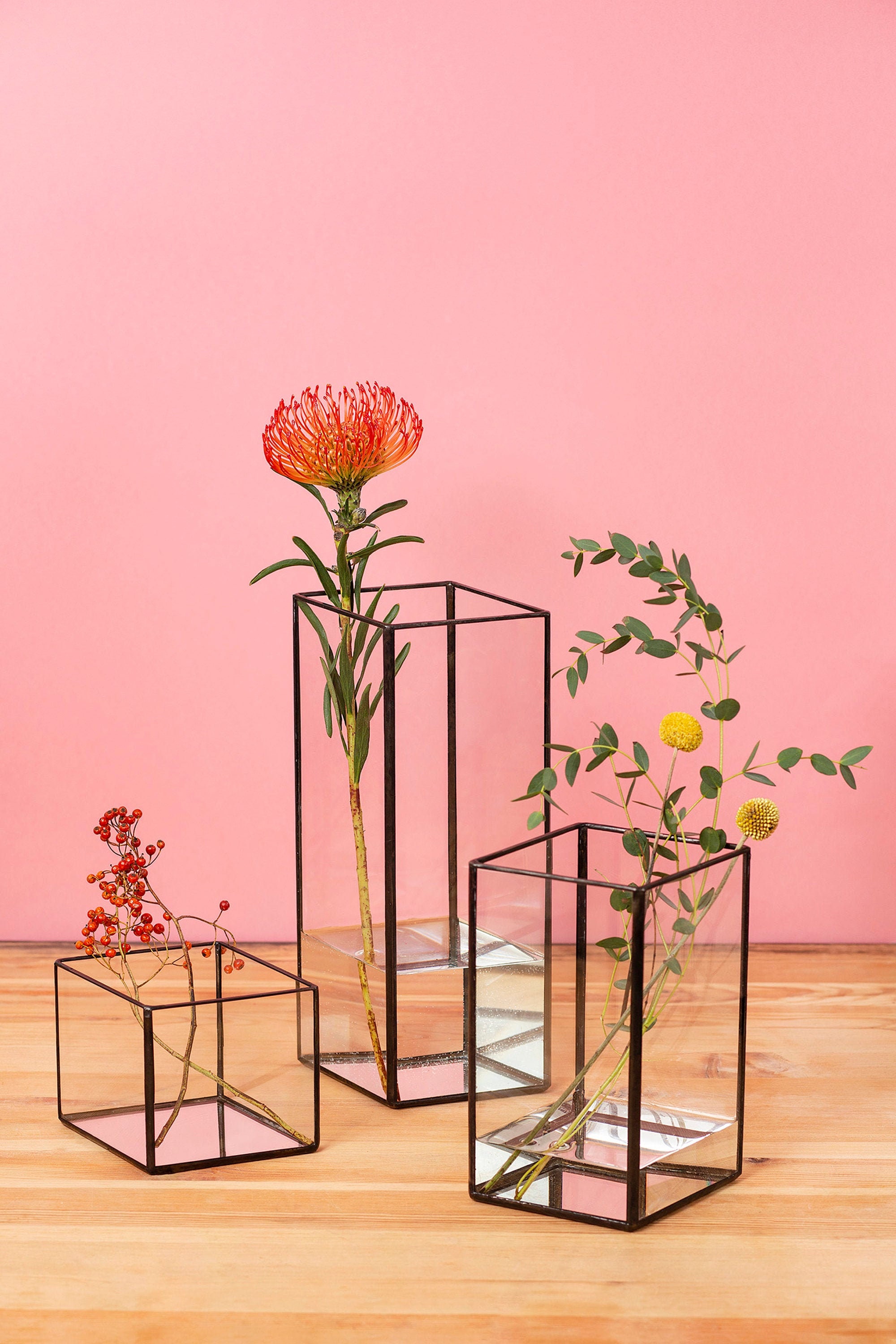 Vase Minimaliste, Ensemble de 3 Vases en Verre Faits à La Main, Cadeau Noël