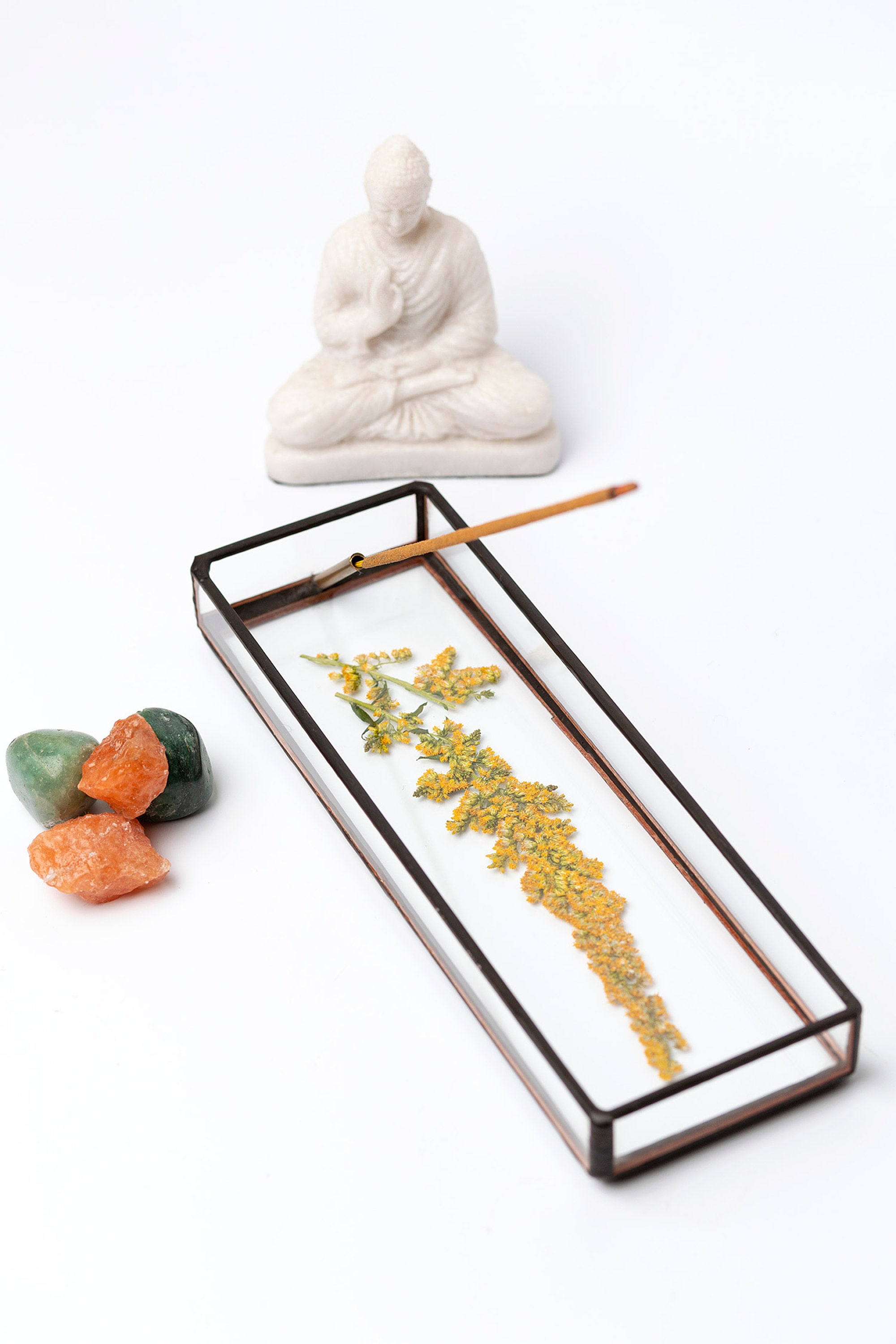 Incense Holder With Dried Flowers Minimal Modern Incense Etsy