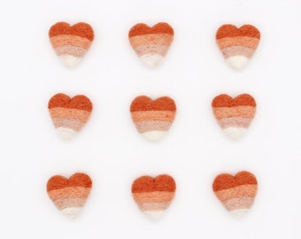 Felt Blush Ombre Hearts | Felt Heart Shape Pom Poms | Wool Felt Hearts | Felted Heart Felt Balls | Choose Color Quantity
