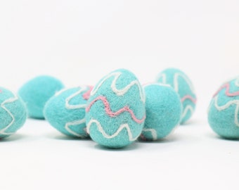 Aqua Felt Easter Eggs | Felted Easter Eggs | DIY Easter Garland | Easter Egg Felt Balls | Eggs Pom Poms | Easter Decor | Select Color