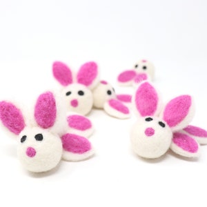 Bright Pink Felt Bunnies | Felted Bunnies | DIY Easter Garland | Easter Bunny Felt Balls | Bunny Pom Poms | Easter Decor | Select Quantity