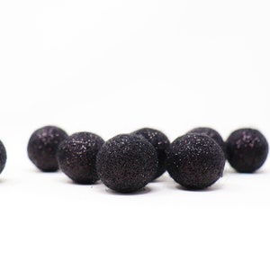 Onyx Glitter Felt Balls | Holiday Felt Pom Pom | Black Glitter Poms | Glitter Pom Pom | DIY Felt Ball Garlands | Choose Color + Quantity