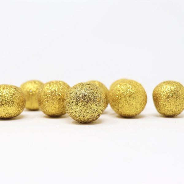 Gold Glitter Felt Balls | Holiday Felt Pom Pom | Gold Glitter Poms | Glitter Pom Pom | DIY Felt Ball Garlands | Choose Color + Quantity