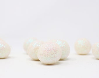 Snow Glitter Felt Balls | Holiday Felt Pom Pom | White Glitter Poms | Glitter Pom Pom | DIY Felt Ball Garlands | Choose Color + Quantity