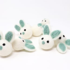 Mint Felt Bunnies | Felted Bunnies | DIY Easter Garland | Easter Bunny Felt Balls | Bunny Pom Poms | Easter Decor | Select Quantity