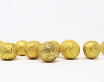 Gold Glitter Felt Balls | Holiday Felt Pom Pom | Gold Glitter Poms | Glitter Pom Pom | DIY Felt Ball Garlands | Choose Color + Quantity