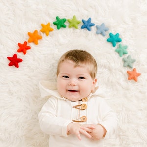 Star Felt Pom Pom Set | Baby Photo Prop | Star Wool Felt Pompoms | Star Felt Balls | Star Pom Poms | Rainbow Felt Star Set