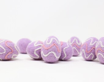 Lilac Felt Easter Eggs | Felted Easter Eggs | DIY Easter Garland | Easter Egg Felt Balls | Eggs Pom Poms | Easter Decor | Select Color