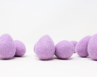 Lilac Felt Easter Eggs | Felted Easter Eggs | DIY Easter Garland | Easter Egg Felt Balls | Eggs Poms | Easter Decor | Plain Purple Felt Egg