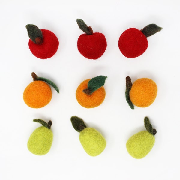 Felt Fruit | Felted Fruit | DIY Felt Ball Fruit Garland Poms | Felt Apple Felt Orange Felt Pear | Fruit Felt Balls | Select Quantity + Type