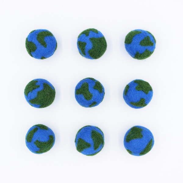 Felt Earth Globes | Felted Globe Balls | Felted Earth Balls| DIY Earth Day Garland | Classroom Decor | Felt Earth Balls | Select Quantity