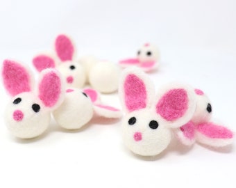 Pink Felt Bunnies | Felted Bunnies | DIY Easter Garland | Easter Bunny Felt Balls | Bunny Pom Poms | Easter Decor | Select Quantity