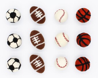 Felt Sports Balls | Felt Footballs Felt Baseballs Felt Soccer Balls Felt Basketballs | Football Pom Poms | DIY Sports Garland | Choose Sport