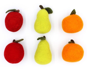 Felt Fruit | Felted Fruit | Felt Apples Felt Oranges Felt Pears | Felted Apple Felted Orange Felted Pear Fruit Felt Balls | Select Quantity