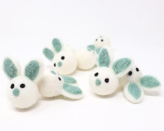 Mint Felt Bunnies | Felted Bunnies | DIY Easter Garland | Easter Bunny Felt Balls | Bunny Pom Poms | Easter Decor | Select Quantity