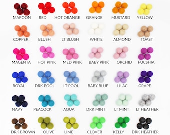 Felt Pom Poms Wholesale | Wool Felt Pompoms Wholesale | DIY Felt Ball Garland | Wool Felt Balls | Choose Color Quantity