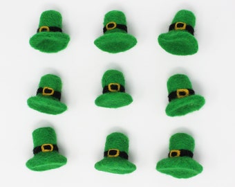 Felt Leprechaun Hats | Felted Leprechaun Hats | St Patricks Day Felt Balls | St Pattys Day Felt Pom Poms | Wool Felt Irish Leprechaun Hats