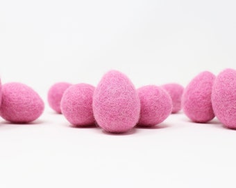 Pink Felt Easter Eggs | Felted Easter Eggs | DIY Easter Garland | Easter Egg Felt Balls | Eggs Poms | Easter Decor | Plain Pink Felt Egg