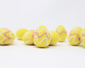 Yellow Felt Easter Eggs | Felted Easter Eggs | DIY Easter Garland | Easter Egg Felt Balls | Eggs Pom Poms | Easter Decor | Select Color