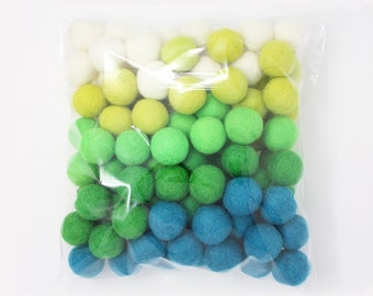Green Felt Pom Pom Balls | Green Wool Felt Pompoms Wholesale DIY Pom Pom Garland | Bulk Wool Felt Balls Green Felt Balls | Choose Color