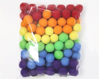 Rainbow Felt Balls Wholesale | Primary Rainbow Wool Felt Pompoms Wholesale | DIY Felt Ball Garland | Wool Felt Balls| Choose Color Quantity