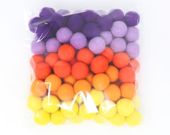 Sunset Pom Balls | Nursery Colors Felt Poms Wholesale | Wool Felt Pompoms | DIY Felt Ball Garland | Wool Felt Balls | Gender Neutral