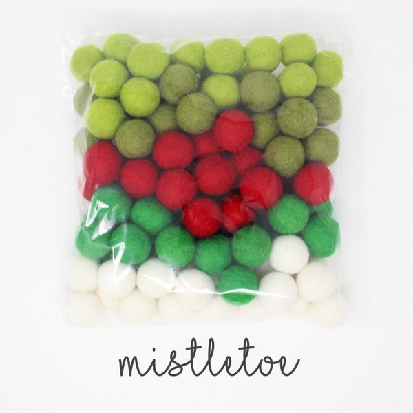 Mistletoe Pom Balls | Christmas DIY Felt Ball Garland | Holiday Felt Pom Poms Holiday DIY garland | DIY Christmas | Choose color + quantity