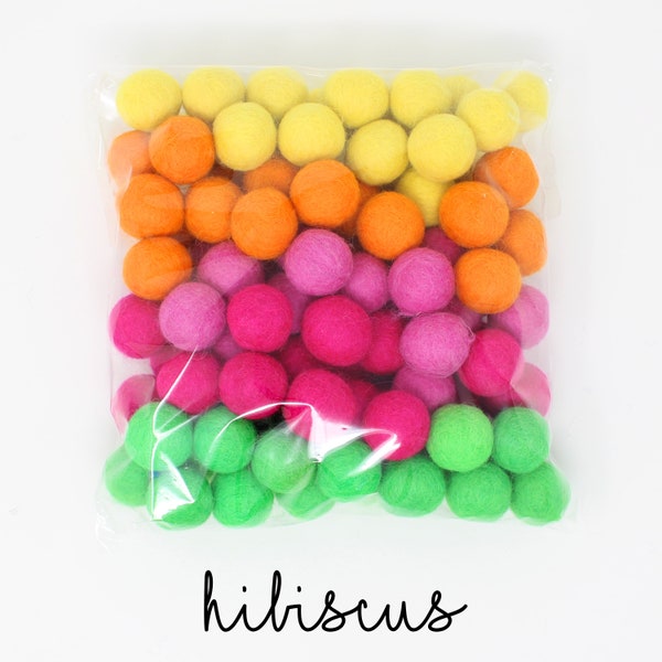 Hibiscus Pom Balls | Birthday Decor | Room Decor | Colors Felt Poms Wholesale | Wool Felt Pompoms | DIY Felt Ball Garland | Wool Felt Balls